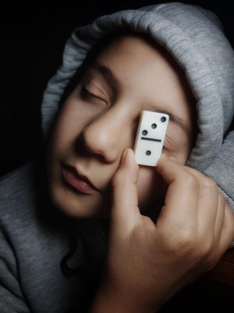 boy, face, domino, hoodie, kid, portrait, closeup