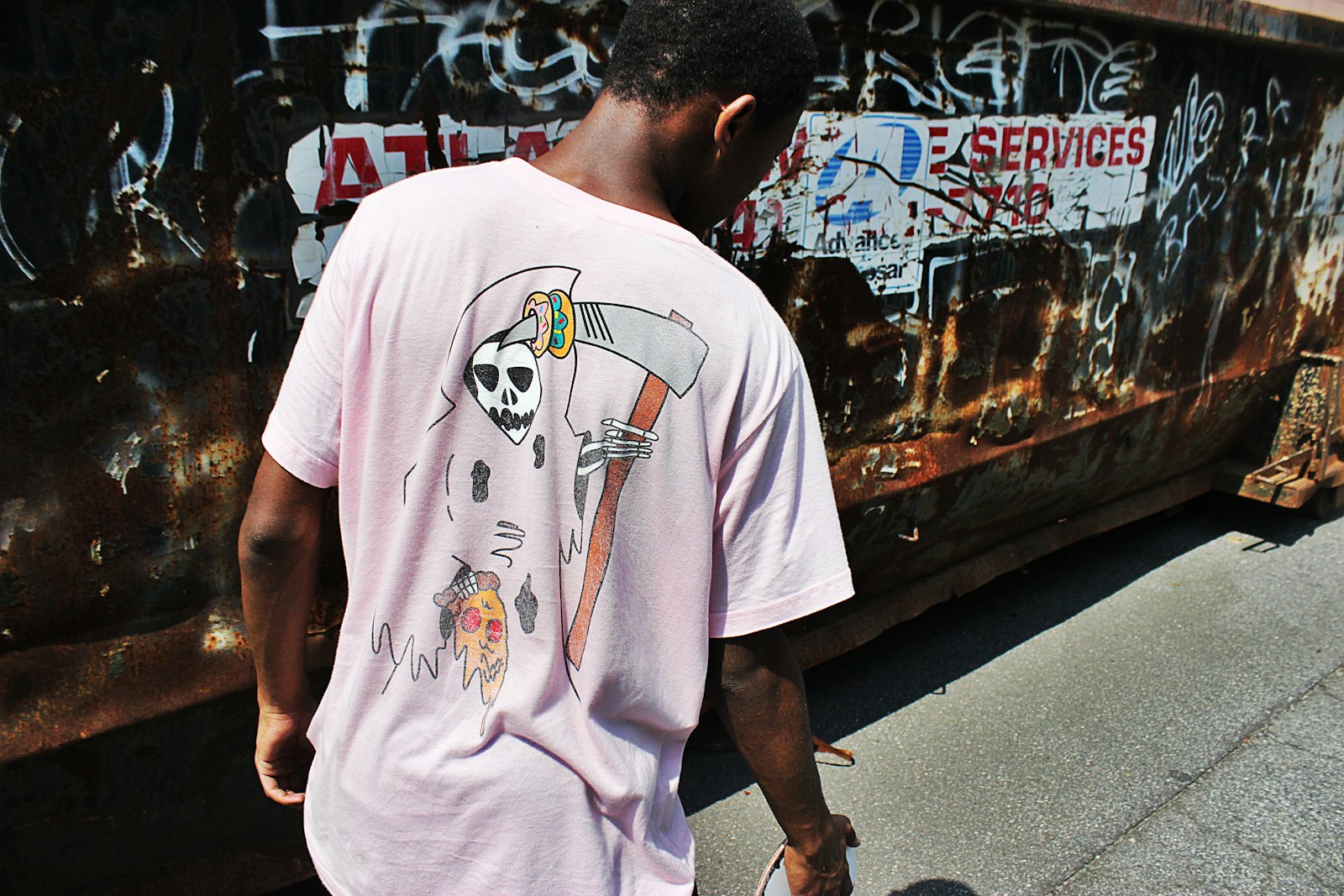 man wearing pink crew-neck shirt dtf ink