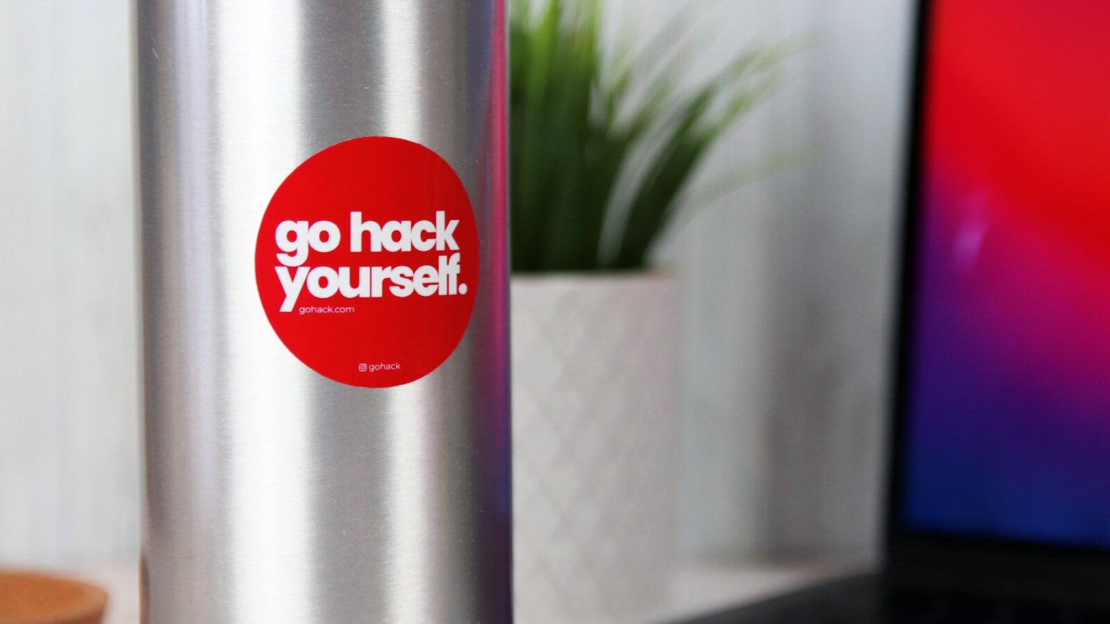 a red sign on a glass door