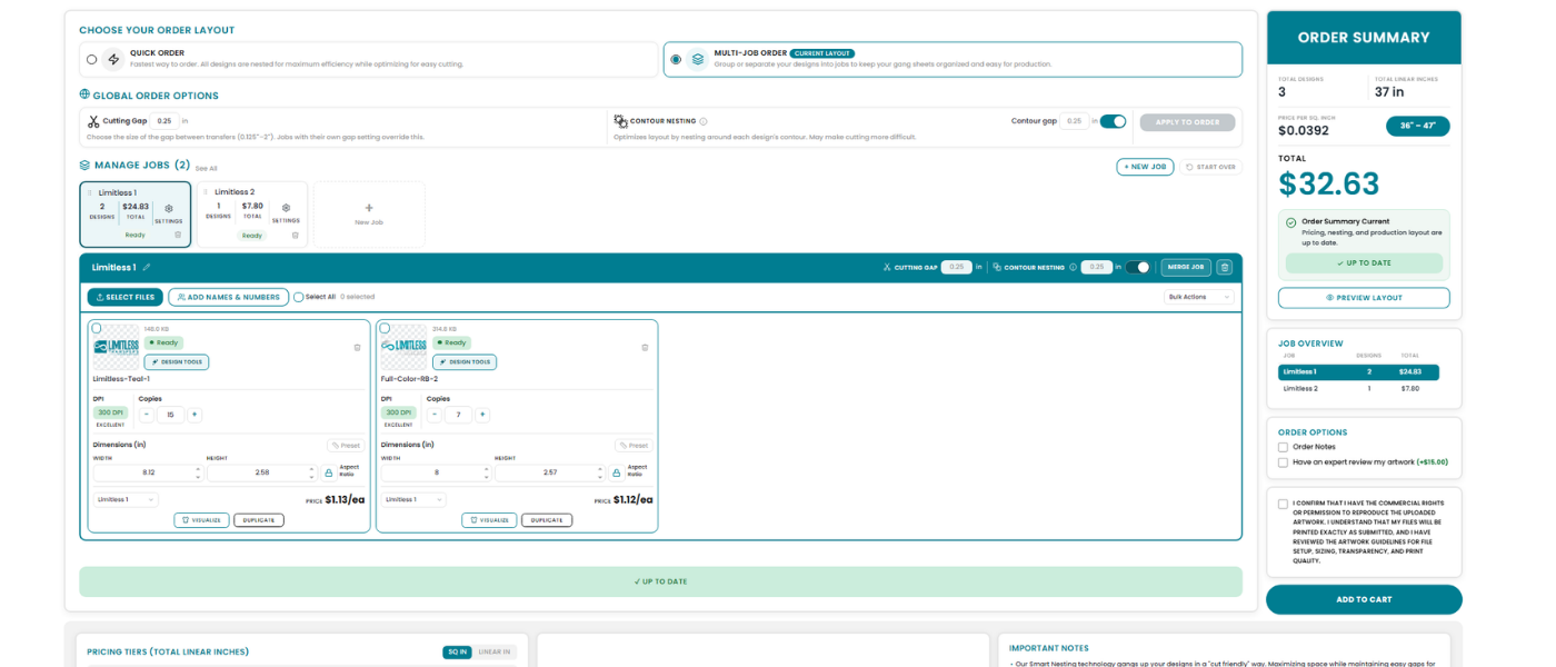 Limitless Order Builder interface