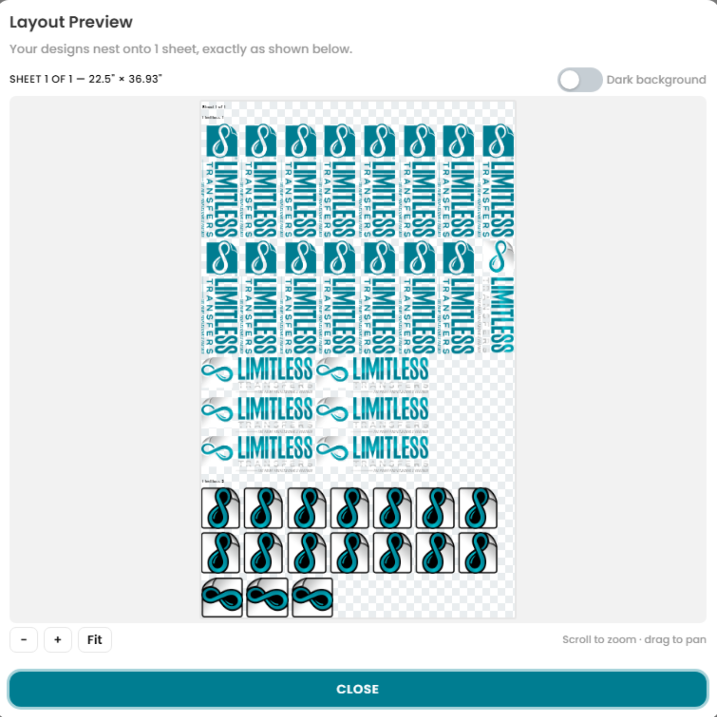 Smart Nesting layout preview
