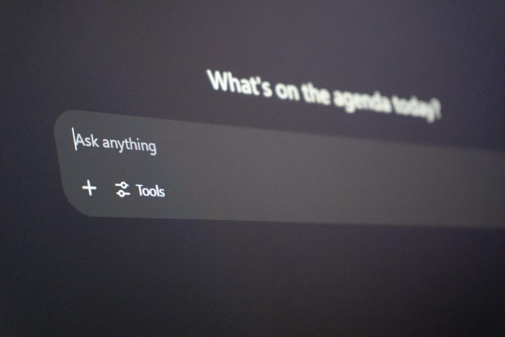 Digital interface with "ask anything" prompt